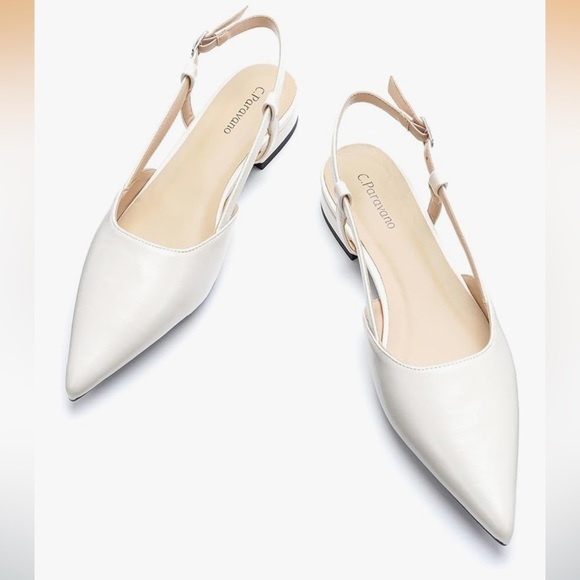 🆕 C.Paravano Slingback Flats Pointed Toe Sandals Adjustable Ankle Strap Shoes - Picture 5 of 9